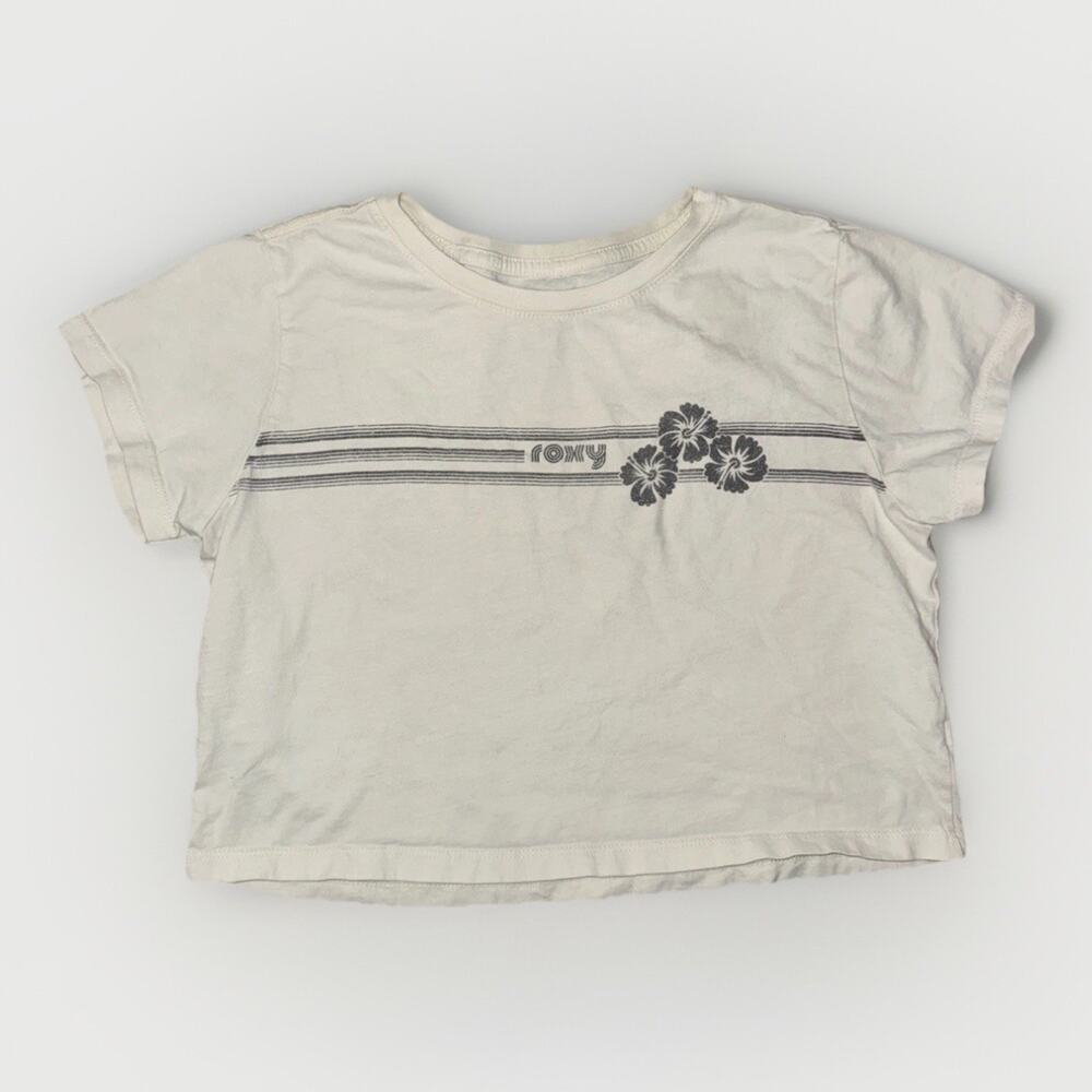 Vintage Women Roxy Cropped T-Shirt White Small